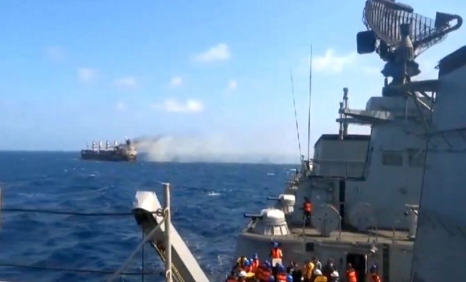Indian Navy Warship Rescues 21 From Ship Hit By Houthi Missile