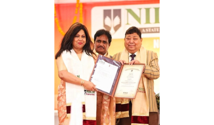 Chaitali Das Conferred Honorary Doctorate (Honoris Causa) by NIILM University for Skill Development & Social Entrepreneurship.